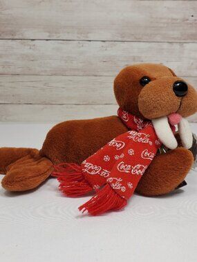 Coca Cola Walrus Plush Toy With Bottle And Logo Scarf Style # 0124 Bean Bag 1998